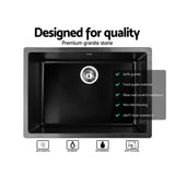 Cefito 610mm x 470mm Granite Stone Sink Black