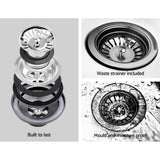 Cefito Kitchen Sink Granite Stone Laundry Top or Undermount Double White 790mm x 460mm