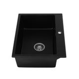 Cefito Kitchen Sink Granite Stone Sinks Basin Single Bowl Black 600mmx470mm - Cefito