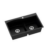 Cefito Kitchen Sink 76X47CM Granite Stone Basin Double Bowl Laundry Black - Cefito