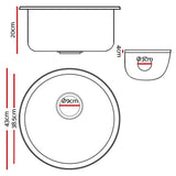 Cefito Stone Kitchen Sink Round 430mm Granite Under/Top Mount Basin Bowl Laundry White