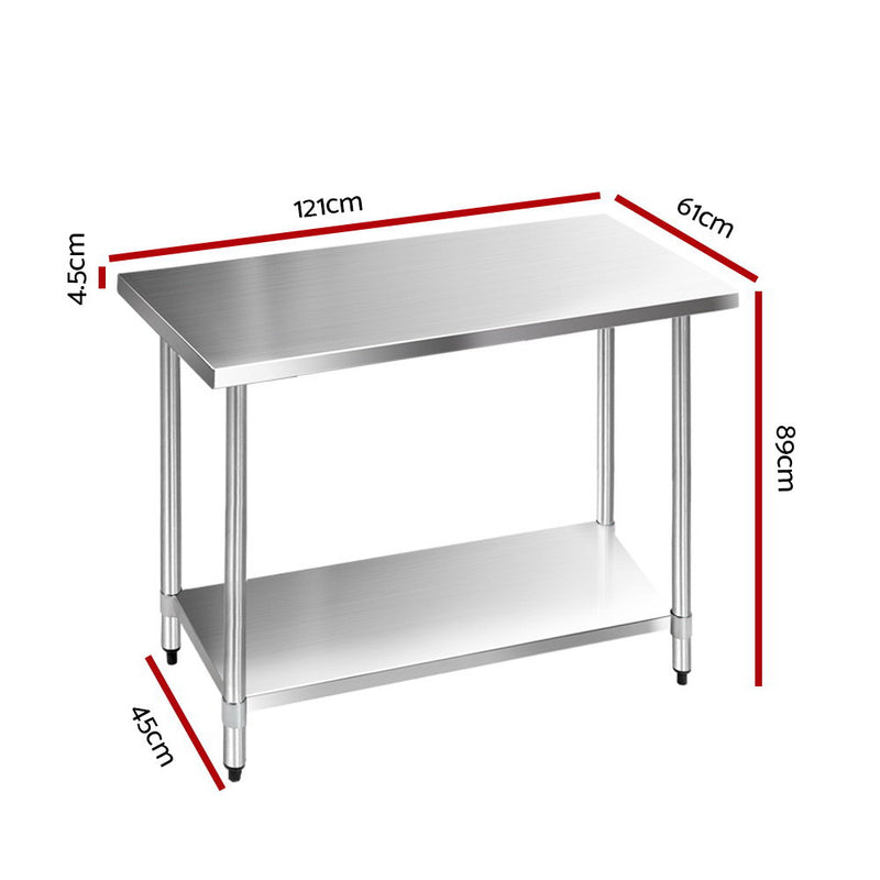 Cefito 1219mm x 610mm Commercial Stainless Steel Kitchen Bench