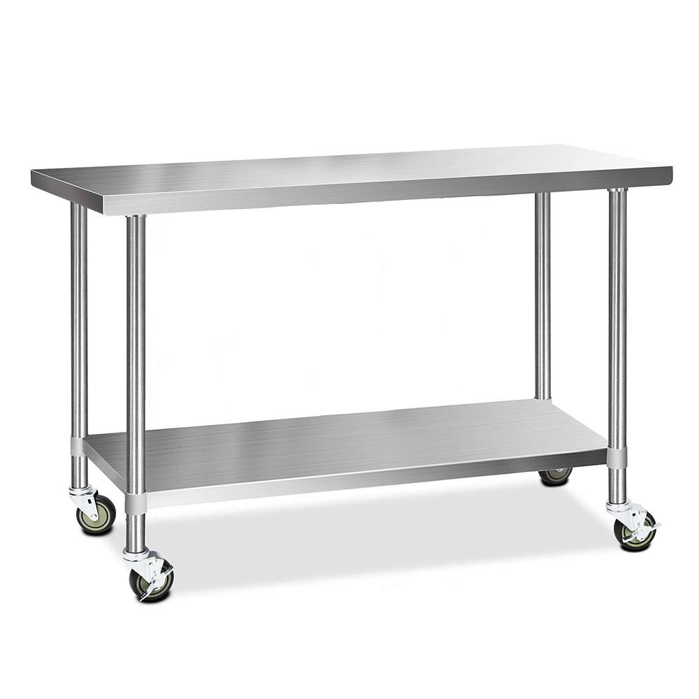 Cefito Stainless-steel Kitchen Prep Bench with Castor Wheels 152.4cm x 61cm