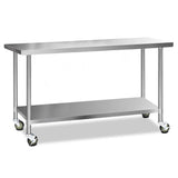 Cefito 304 Stainless Steel Kitchen Benches Work Bench Food Prep Table with Castor Wheels 1829mm x 610mm
