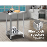 Cefito 610 x 610m Commercial Stainless Steel Kitchen Bench - Cefito