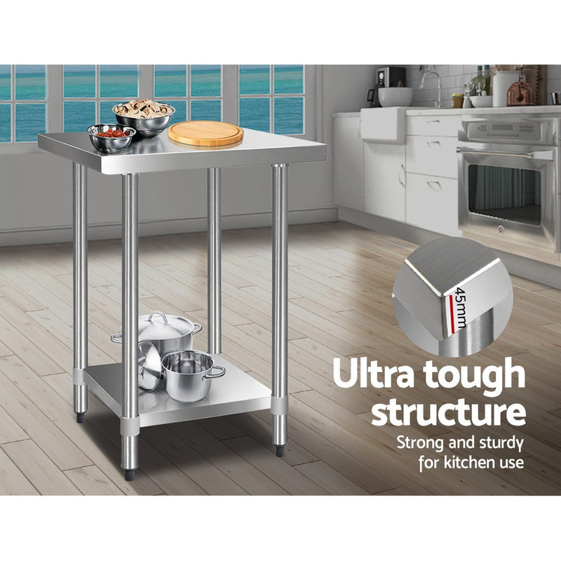 Cefito 610 x 610m Commercial Stainless Steel Kitchen Bench - Cefito
