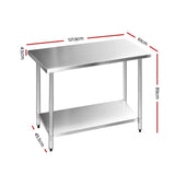 Cefito 610mm x 1219mm Commercial Stainless Steel Kitchen Bench
