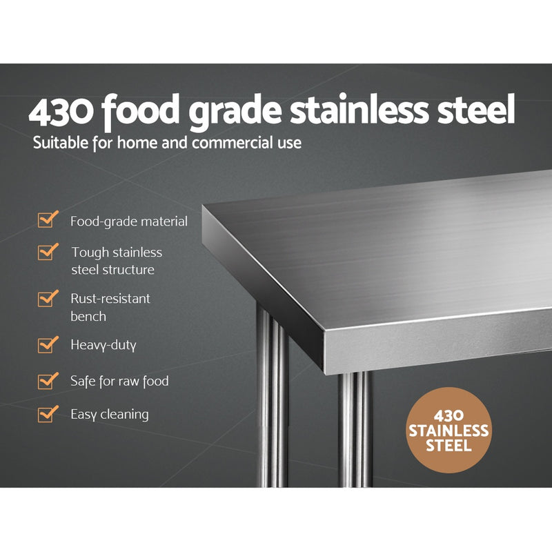 Cefito 610mm x 1524mm Commercial Stainless Steel Kitchen Bench