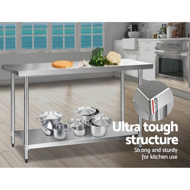 Cefito 610mm x 1524mm Commercial Stainless Steel Kitchen Bench
