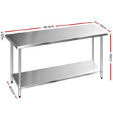 Cefito 610mm x 1829mm Commercial Stainless Steel Kitchen Bench