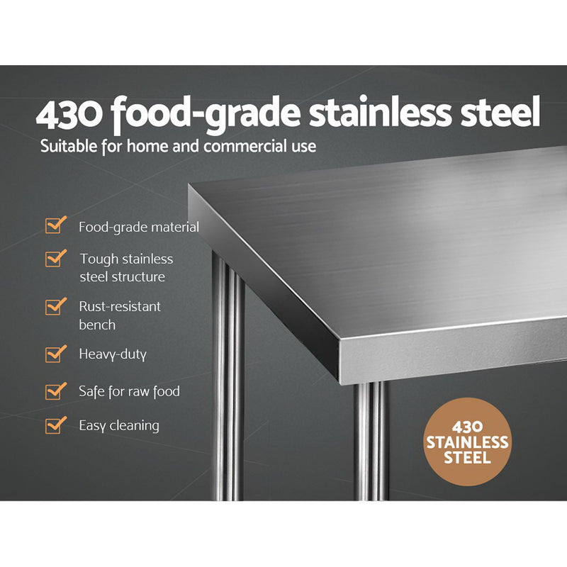 Cefito 762mm x 762mm Commercial Stainless Steel Kitchen Bench