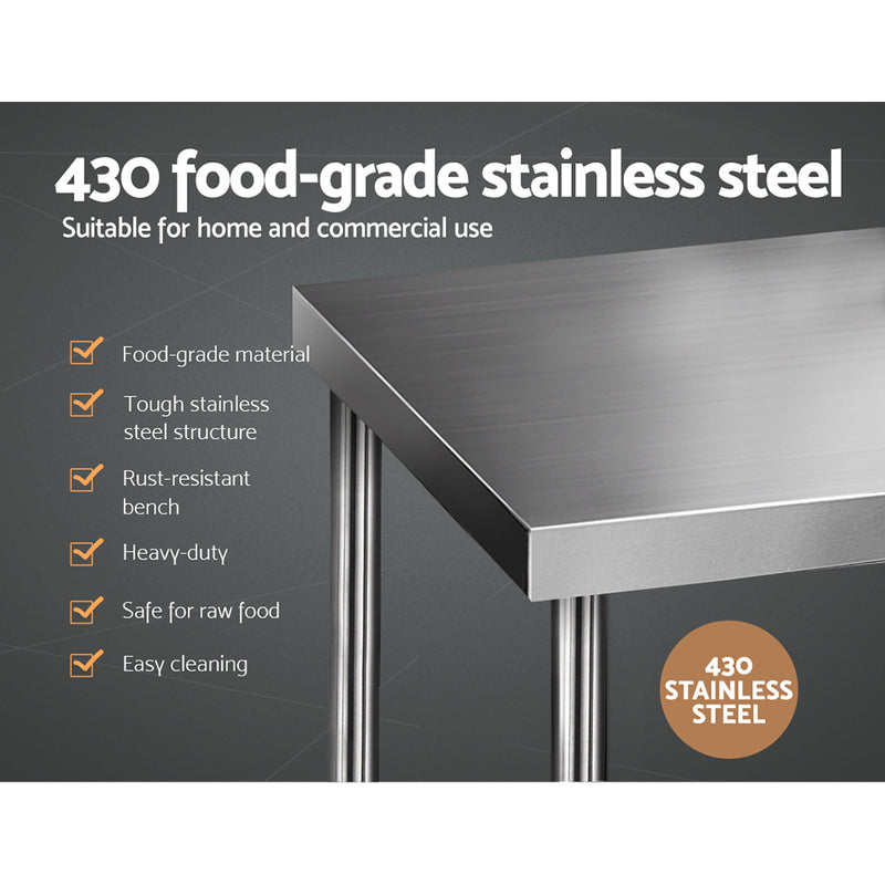 Cefito 1829mm x 762mm Commercial Stainless Steel Kitchen Bench