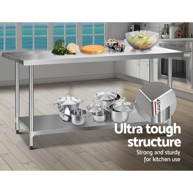 Cefito 1829mm x 762mm Commercial Stainless Steel Kitchen Bench