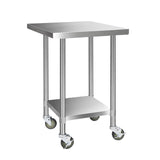 Cefito 762mm x 762mm Commercial Stainless Steel Kitchen Bench with Castor Wheels