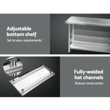 Cefito 430 Stainless Steel Kitchen Benches Work Bench Food Prep Table with Castor Wheels 1219mm x 610mm
