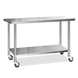 Cefito 430 Stainless Steel Kitchen Benches Work Bench Food Prep Table with Castor Wheels 1524mm x 610mm