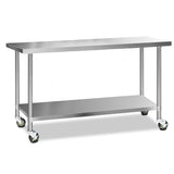 Cefito 430 Stainless Steel Kitchen Benches Work Bench Food Prep Table with Castor Wheels 1829mm x 610mm