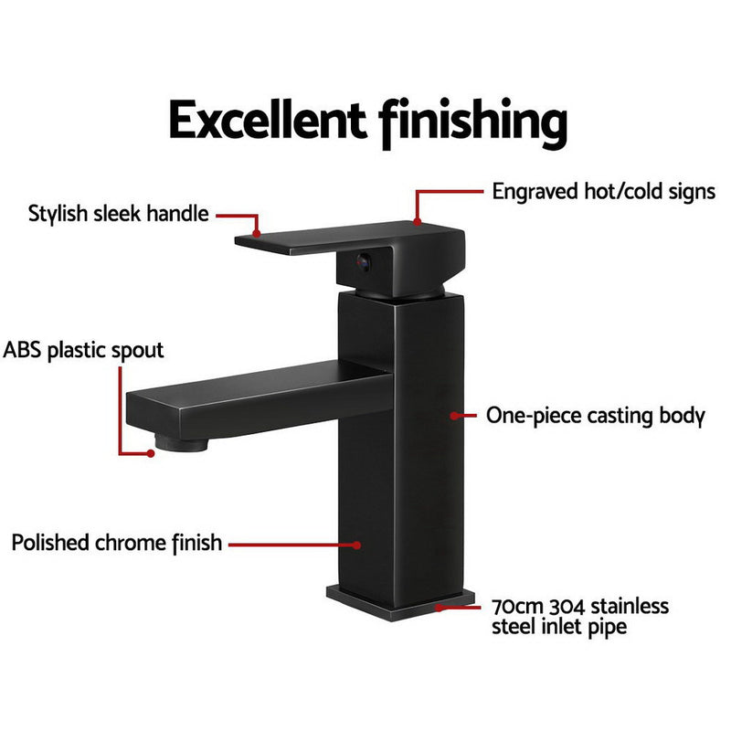 Cefito Basin Mixer Tap Faucet Bathroom Vanity Counter Top WELS Standard Brass Black - Cefito