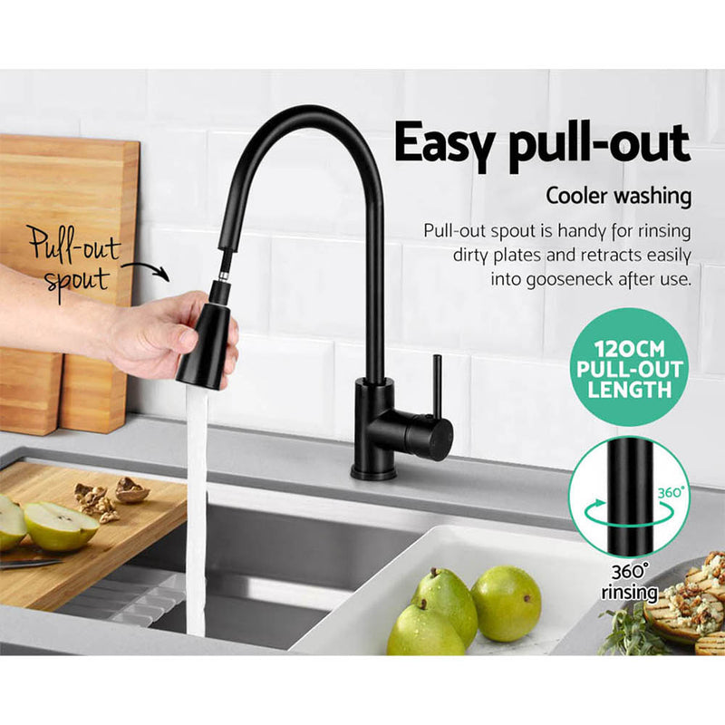Cefito Pull-out Mixer Faucet Tap - Black - Cefito