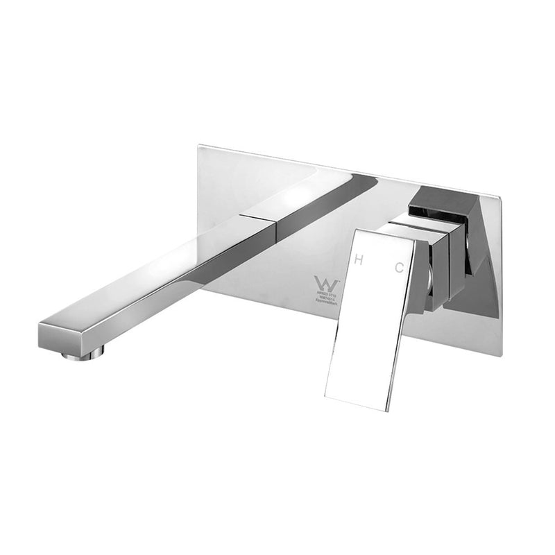 Cefito WELS Bathroom Tap Wall Square Silver Basin Mixer Taps Vanity Brass Faucet - Cefito