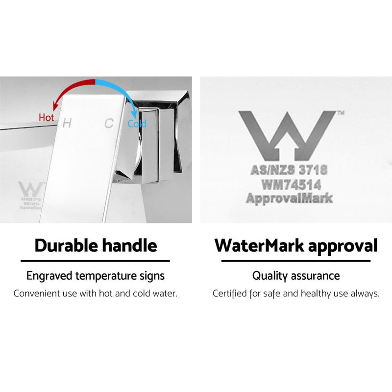 Cefito WELS Bathroom Tap Wall Square Silver Basin Mixer Taps Vanity Brass Faucet - Cefito