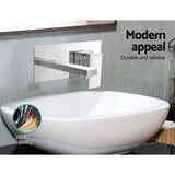 Cefito WELS Bathroom Tap Wall Square Silver Basin Mixer Taps Vanity Brass Faucet - Cefito