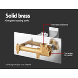Cefito WELS Bathroom Tap Wall Square Silver Basin Mixer Taps Vanity Brass Faucet - Cefito