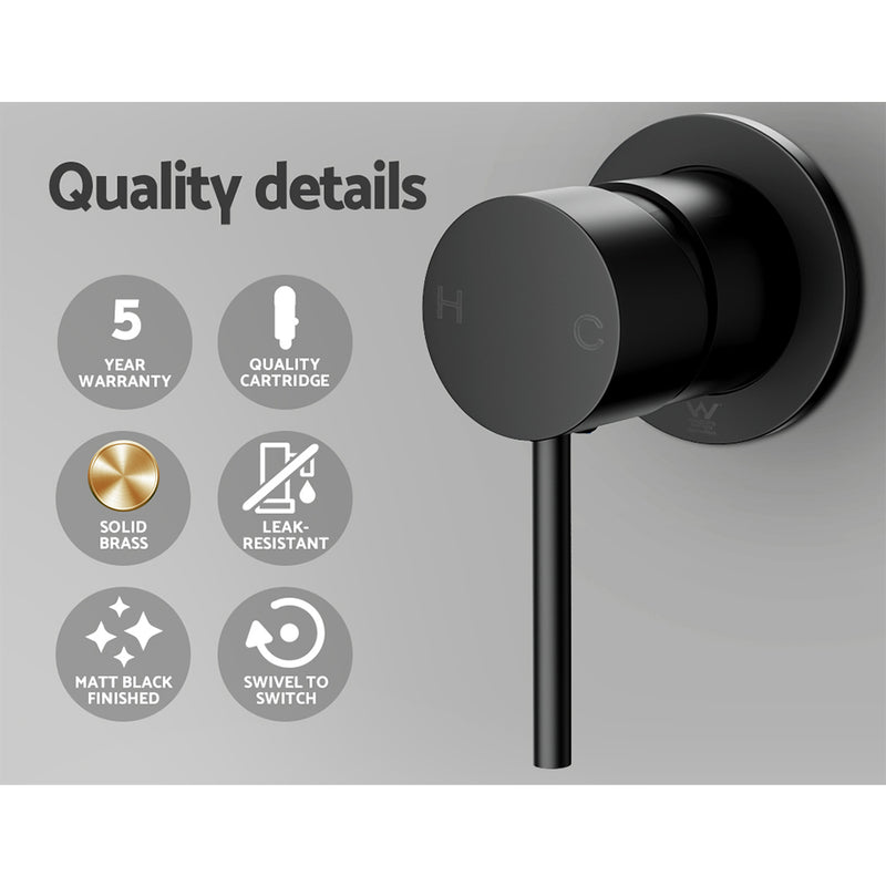 Cefito Bathroom Mixer Shower Wall Tap Faucet Basin Sink Bathtub Brass Black - Cefito