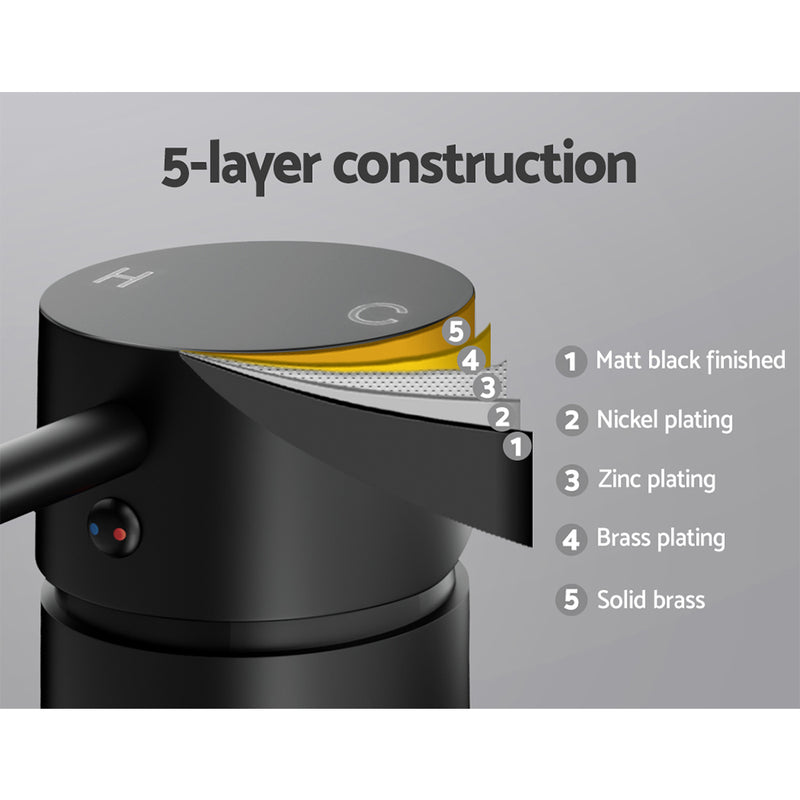 Cefito Bathroom Mixer Shower Wall Tap Faucet Basin Sink Bathtub Brass Black - Cefito