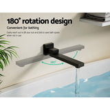 Cefito Bathroom Mixer Spout Wall Bath Tap Square Swivel Bathtub Black - Cefito