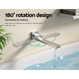 Cefito Bathroom Mixer Spout Wall Bath Tap Square Swivel Bathtub Chrome - Cefito