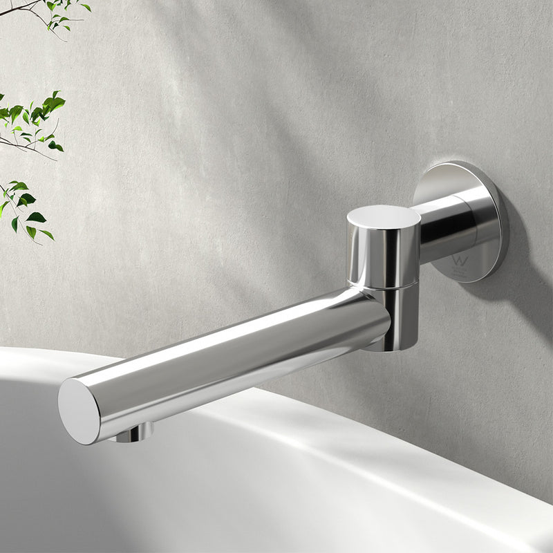 Cefito Bathroom Mixer Spout Wall Bath Tap Round Swivel Bathtub Chrome - Cefito