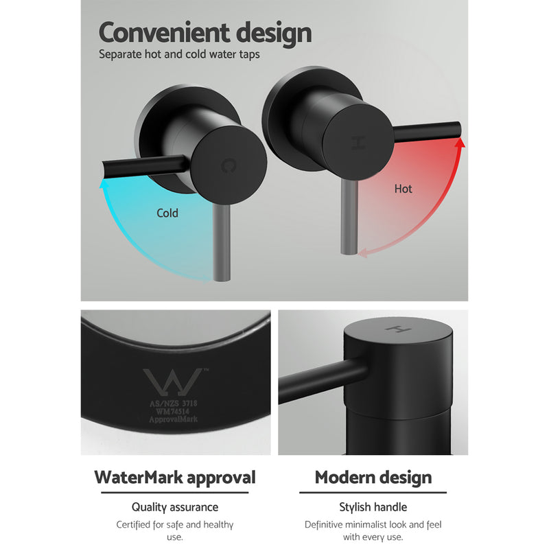 Cefito Bathroom Tap Shower Twin Tap Faucet Basin Sink Bath Swivel Black - Cefito